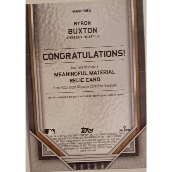 Chris Paddock 2022 Topps Museum Collection Meaningful Material Relic 32/50 - Picture 6 of 6